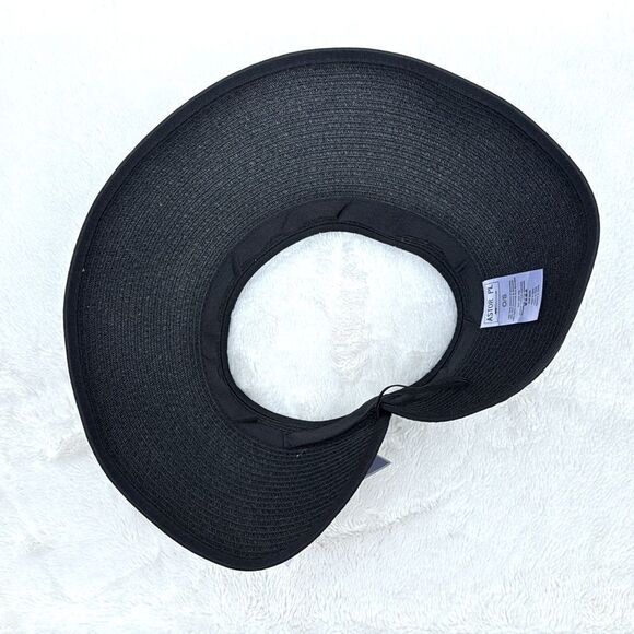Astor Place Black Woven Packable UPF 50+ Travel Visor Brim Hat NEW - Picture 3 of 12